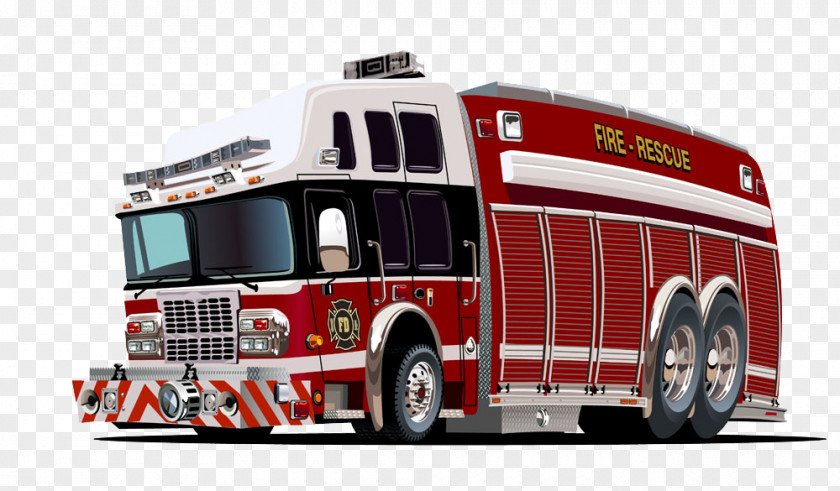 Hand-drawn Cartoon Fire Truck Engine Royalty-free PNG