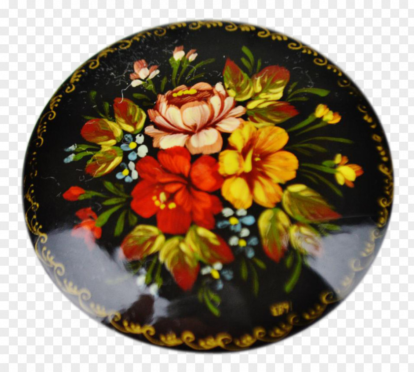 Paint Lacquer Floral Design Brooch Furniture PNG
