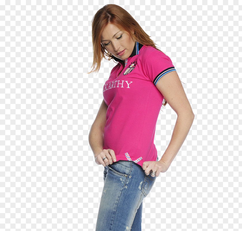 T-shirt Shoulder Sleeve Pink M Jeans PNG