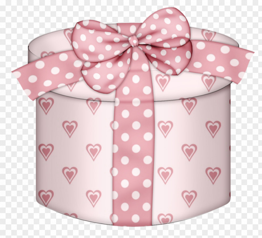 Pink Hearts Round Gift Box Clipart Christmas Clip Art PNG