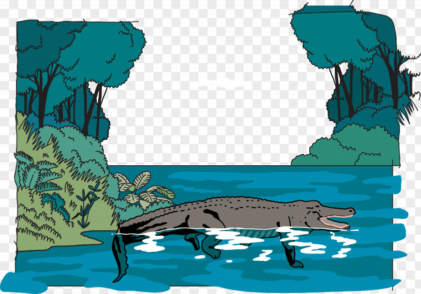 Jungle Crocodile Vector Amazon Rainforest Euclidean Illustration PNG
