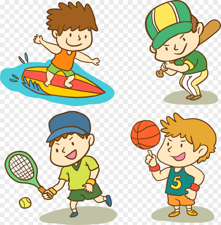 Vector Cartoon Kids Sports Child Sport PNG