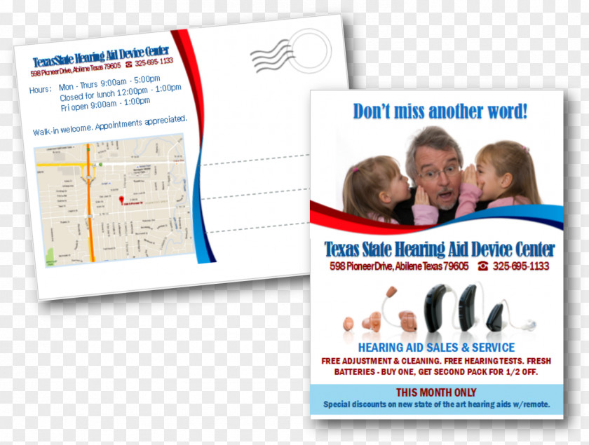 Designer Postcard Advertising Brochure Hearing Aid Flyer PNG