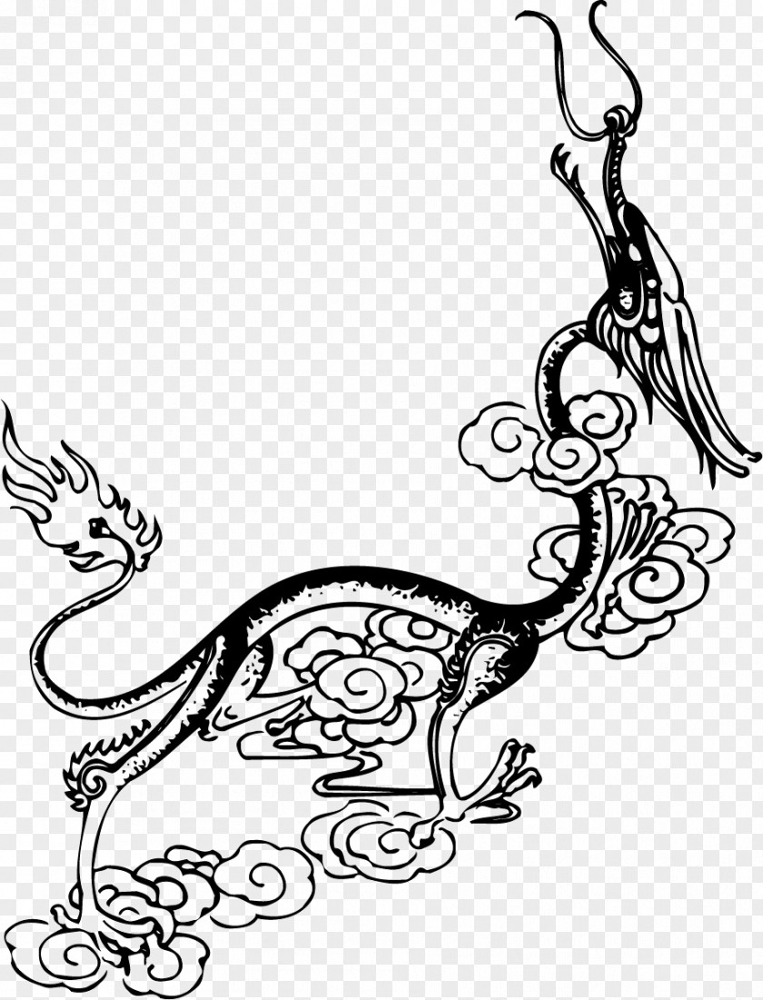 Hand-painted Dragon Vector China Hongshan Culture Clip Art PNG
