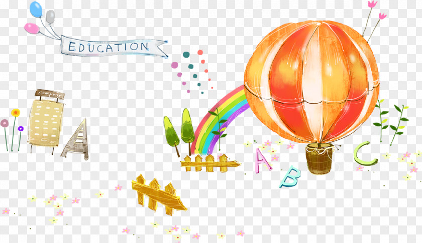 Color Cartoon Hot Air Balloon Watercolor Painting Illustration PNG