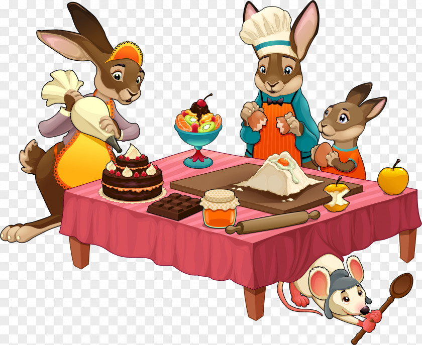 Kangaroo Family Candy Apple Cooking Rabbit Illustration PNG