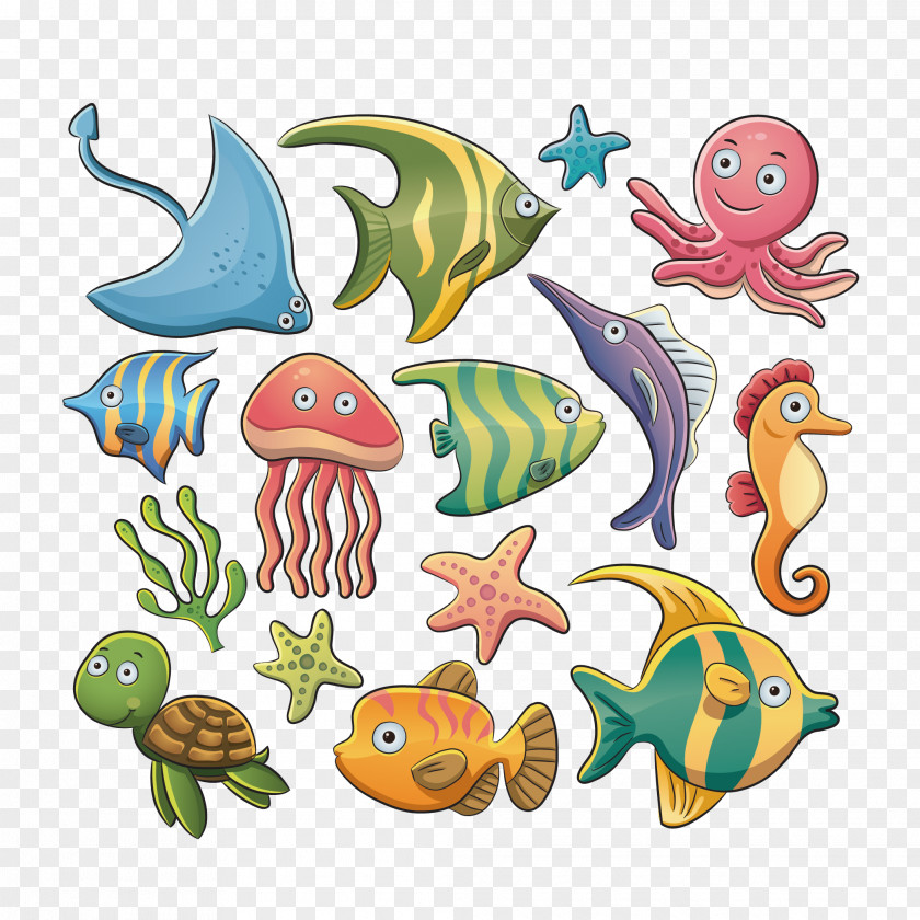 Marine Fish Aquatic Animal Euclidean Vector Illustration PNG