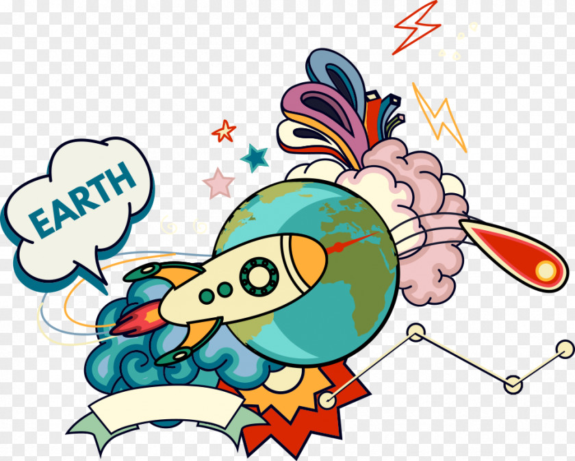 Earth Rockets Rocket Drawing Illustration PNG