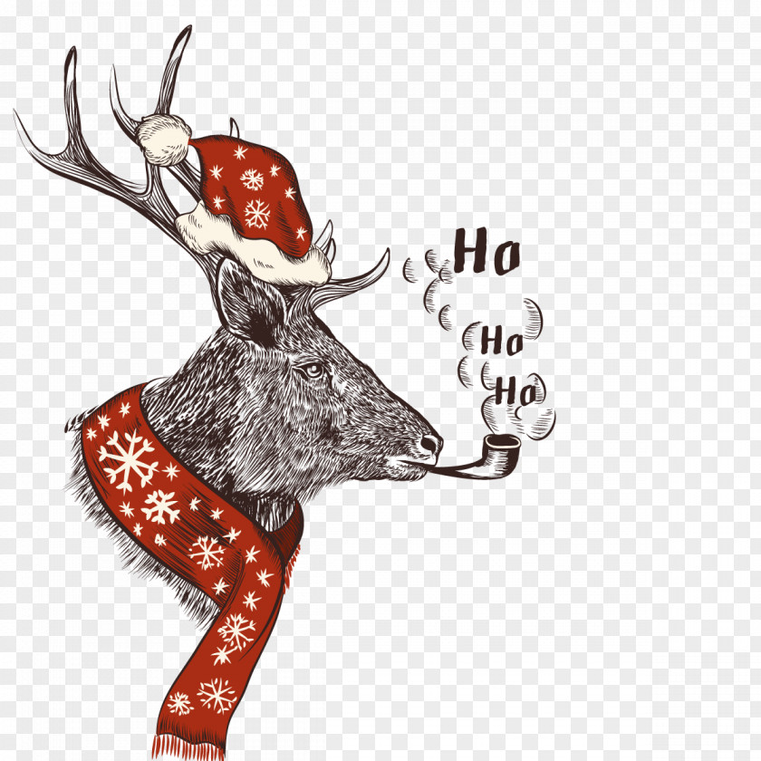 Santa Claus Christmas Humour Illustration PNG Illustration, smoke old deer clipart PNG