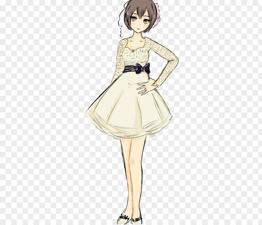 Brown Hair Gown Character Sketch PNG