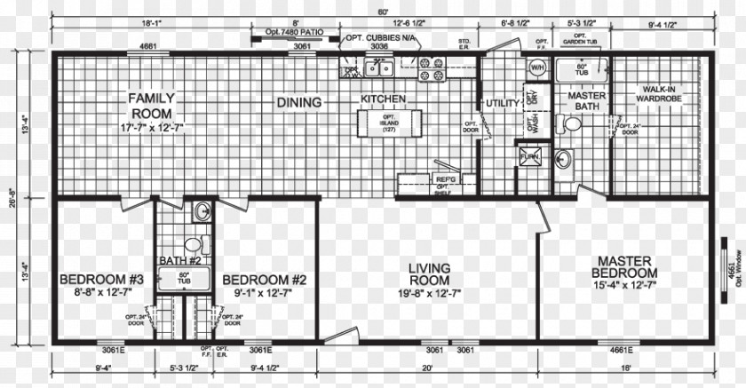 Practical Utility Floor Plan Mobile Home House Double Wide PNG