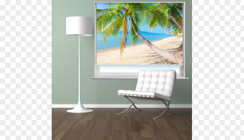 Tropical Beach Window Blinds & Shades Wall Decal Clock PNG