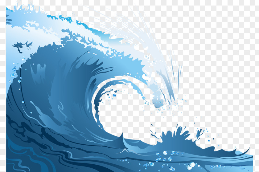 Blue Waves Poster Wind Wave Cartoon PNG