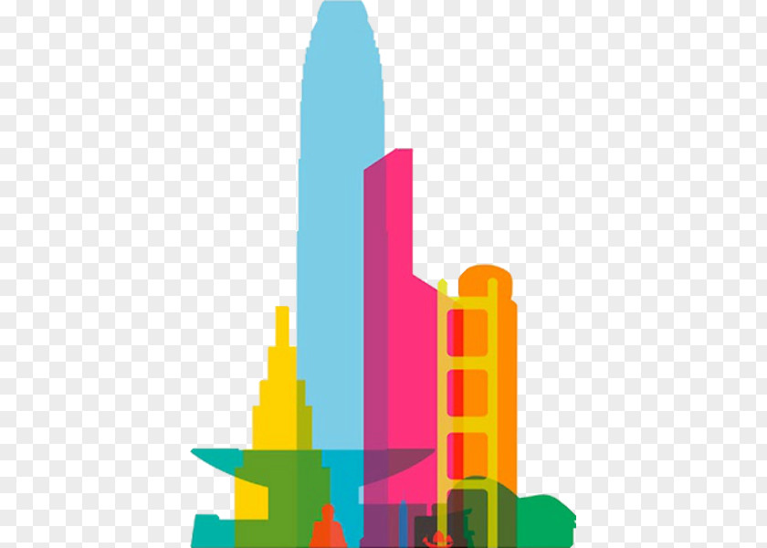 Hong Kong Skyline Work Of Art Design Poster PNG
