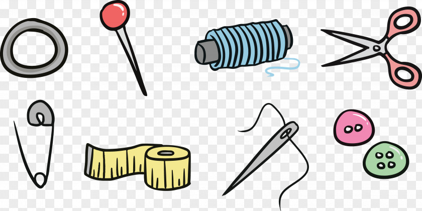 Sewing Tools Illustration PNG