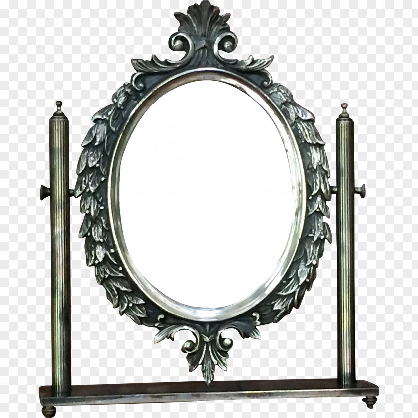 Vanity Silver Mirror Oval PNG