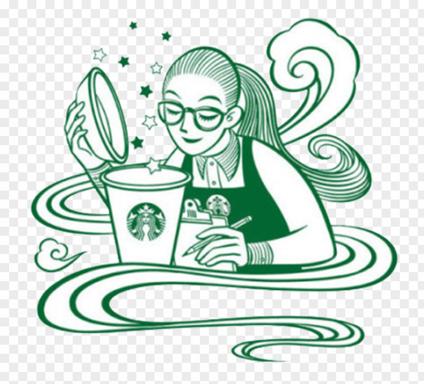 Starbucks Tea Coffee Poster Illustration PNG