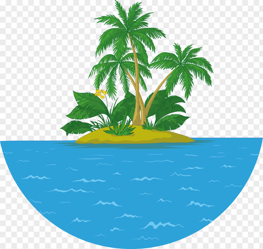 Summer Coconut Tree Island Vector Islet Royalty-free Clip Art PNG