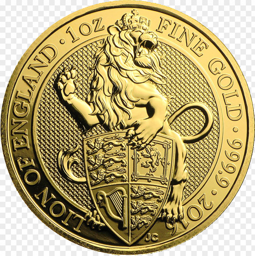 Gold Coin The Queen's Beasts United Kingdom Bullion PNG