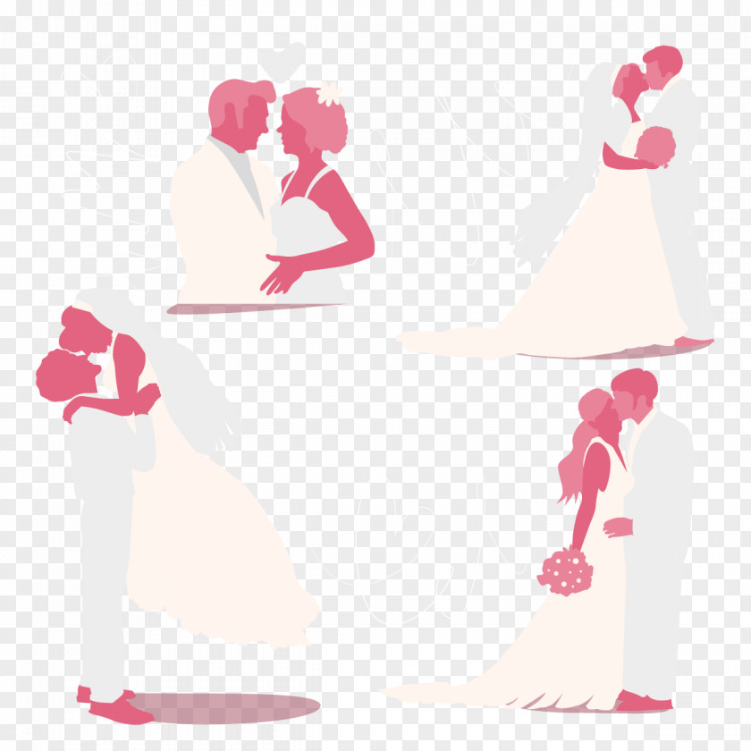 Vector Silhouette Of Marriage Heart Valentines Day Love Petal Illustration PNG