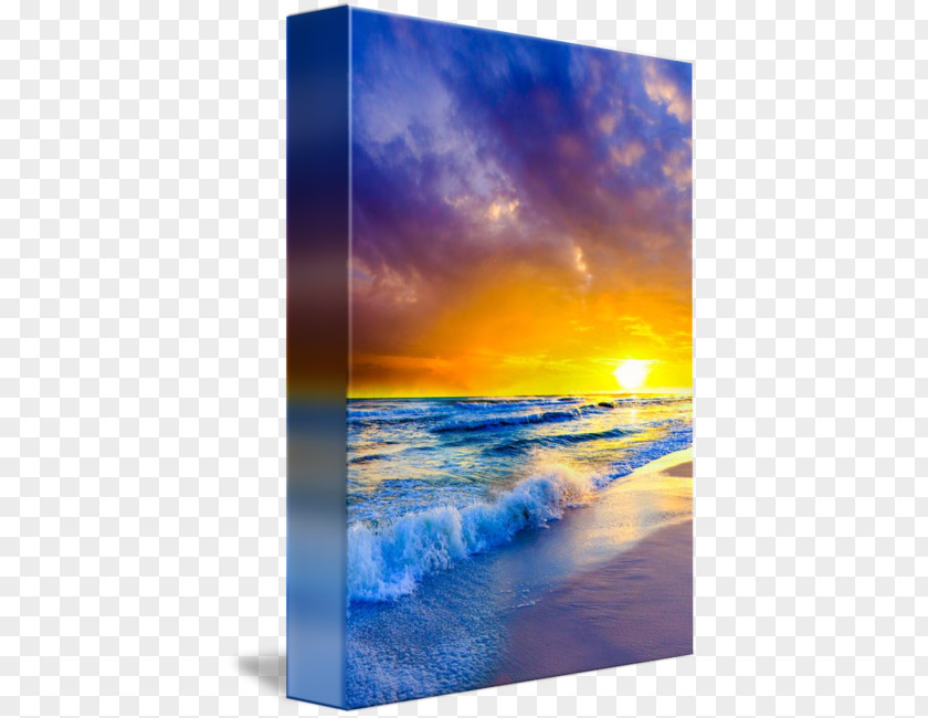 Beach At Sunset Canvas Sea Shore Painting PNG