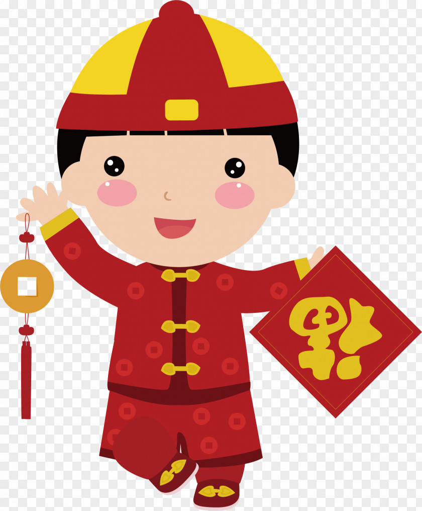 Character Vector Hand-painted Dolls Firecracker Chinese New Year Template PNG