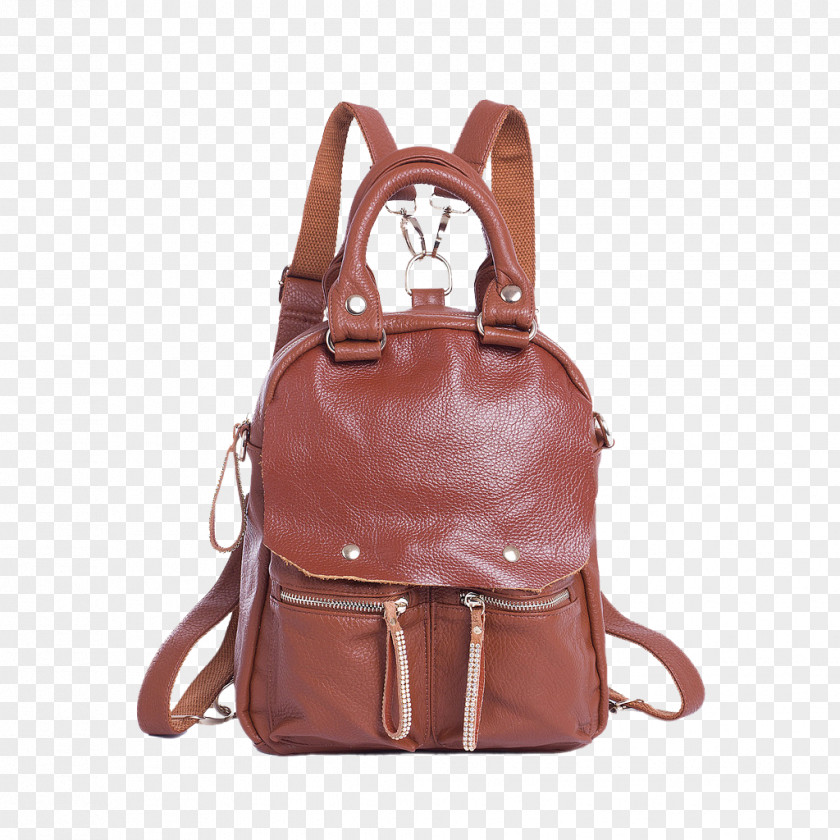 Neutral Leather Backpack Bag PNG