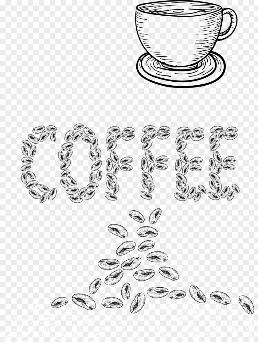 Sketch Mugs And Coffee Beans Bean Cafe Drawing PNG