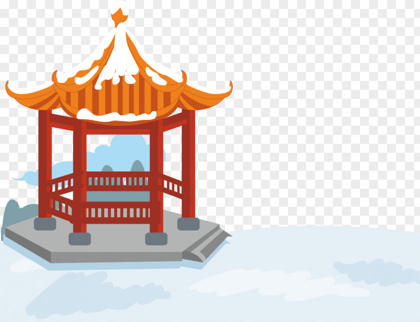 Snow Gazebo Dongzhi Landscape Illustration PNG