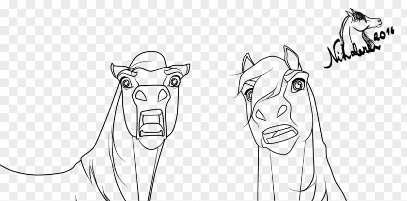 Spirit Stallion Line Art Horse Foal Cartoon Sketch PNG