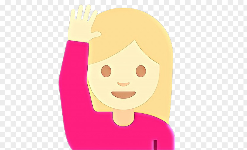 Cartoon Pink Cheek Finger Gesture PNG