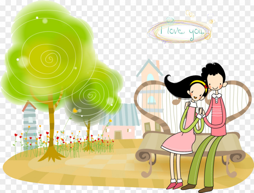 Dating Couple Cartoon Illustration PNG