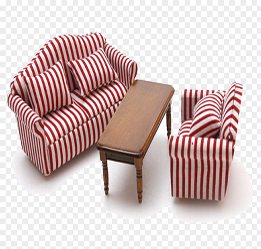 Red And White Striped Sofa Couch Chair Seat PNG