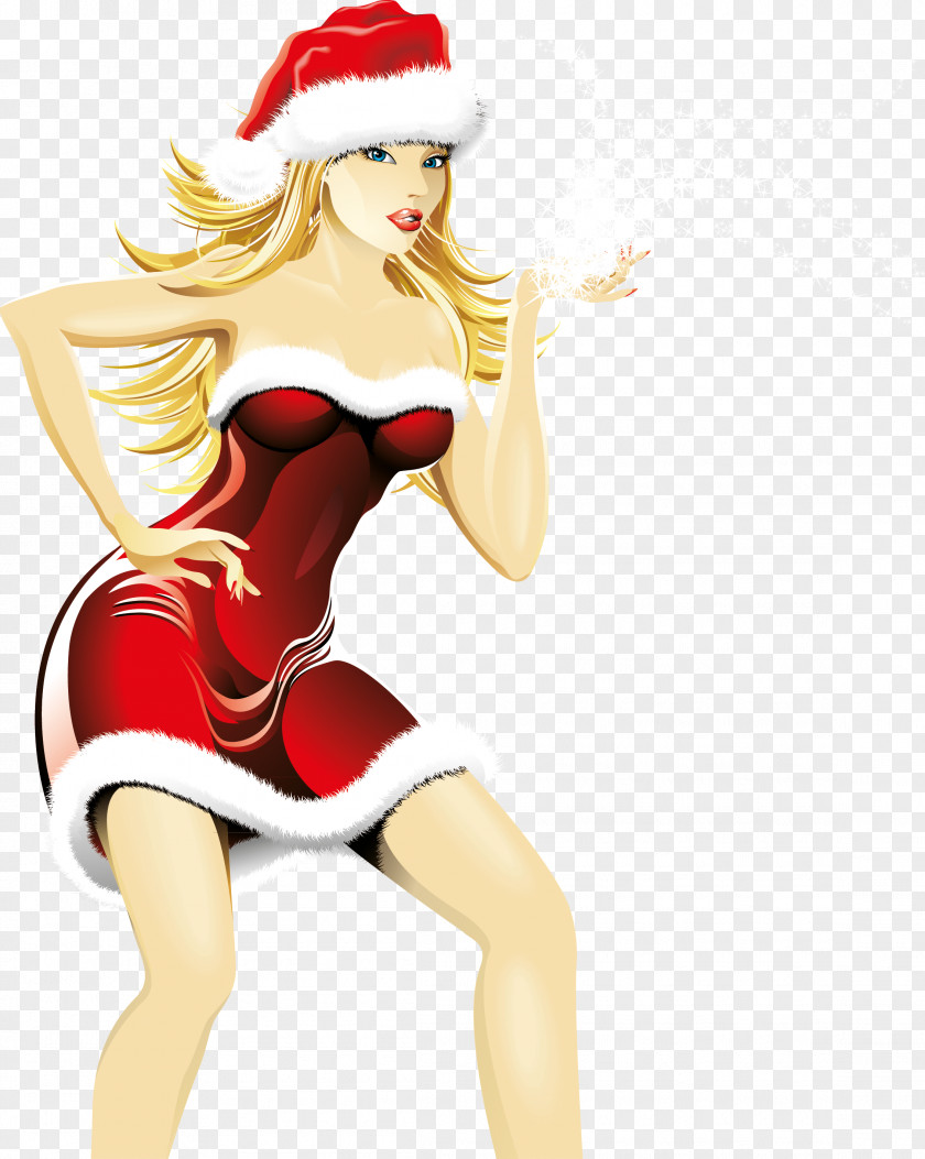 Girls Santa Claus Christmas PNG