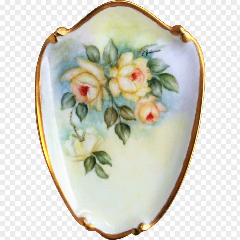 Hand-painted Flowers Picture Material Plate Porcelain Vase PNG