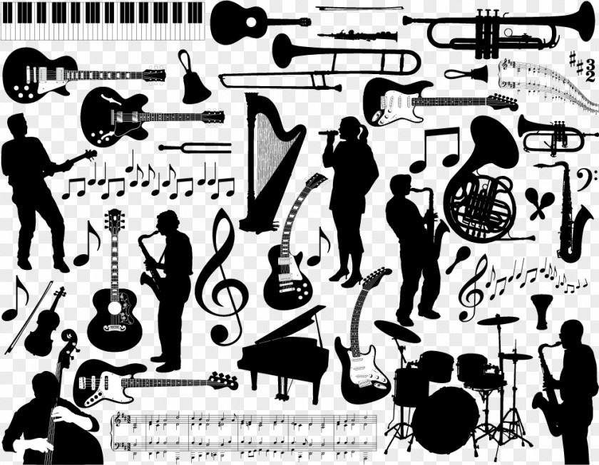 Musical Instruments And Musicians Silhouette Instrument Royalty-free Illustration PNG