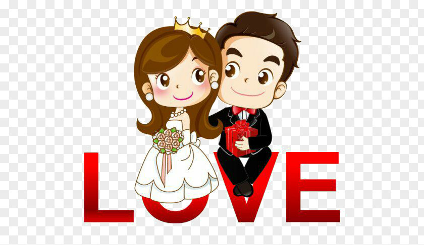 Cartoon Couple Wedding Invitation Husband Marriage Wife PNG