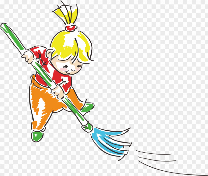 Cute Child Cartoon Housekeeping Illustration PNG