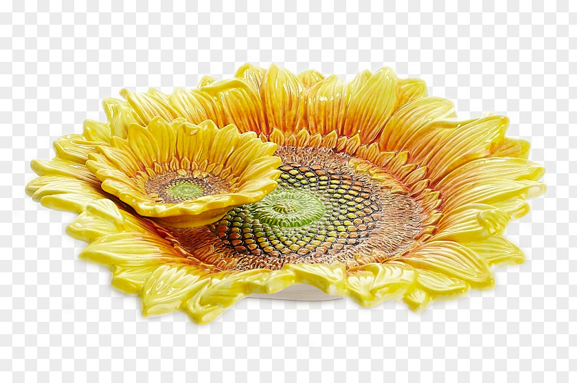 Yellow Sunflower Flower Tray Common Bowl Ceramic PNG