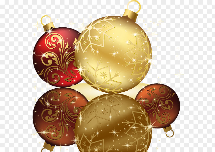 Golden Red Pattern Christmas Ball Tree Santa Claus Holiday Wallpaper PNG