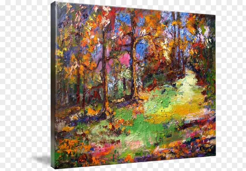Watercolor Forest Painting Art Oil Paint PNG