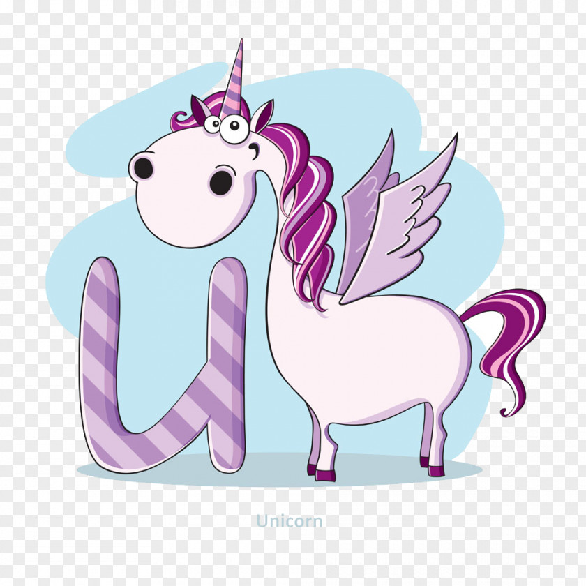 Pegasus And Letters Letter U Alphabet Illustration PNG