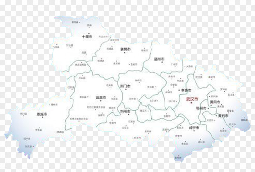White Map Of Hubei Area PNG