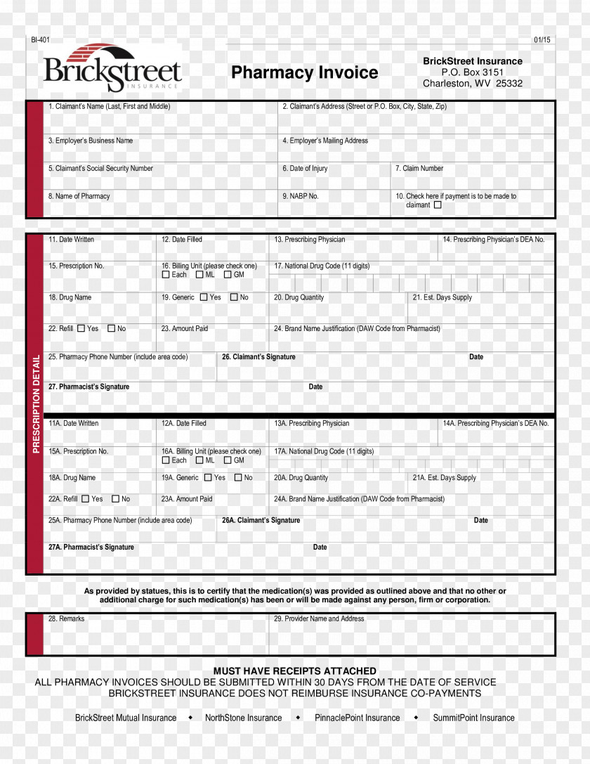 Invoice Template Receipt Form Pharmacy PNG