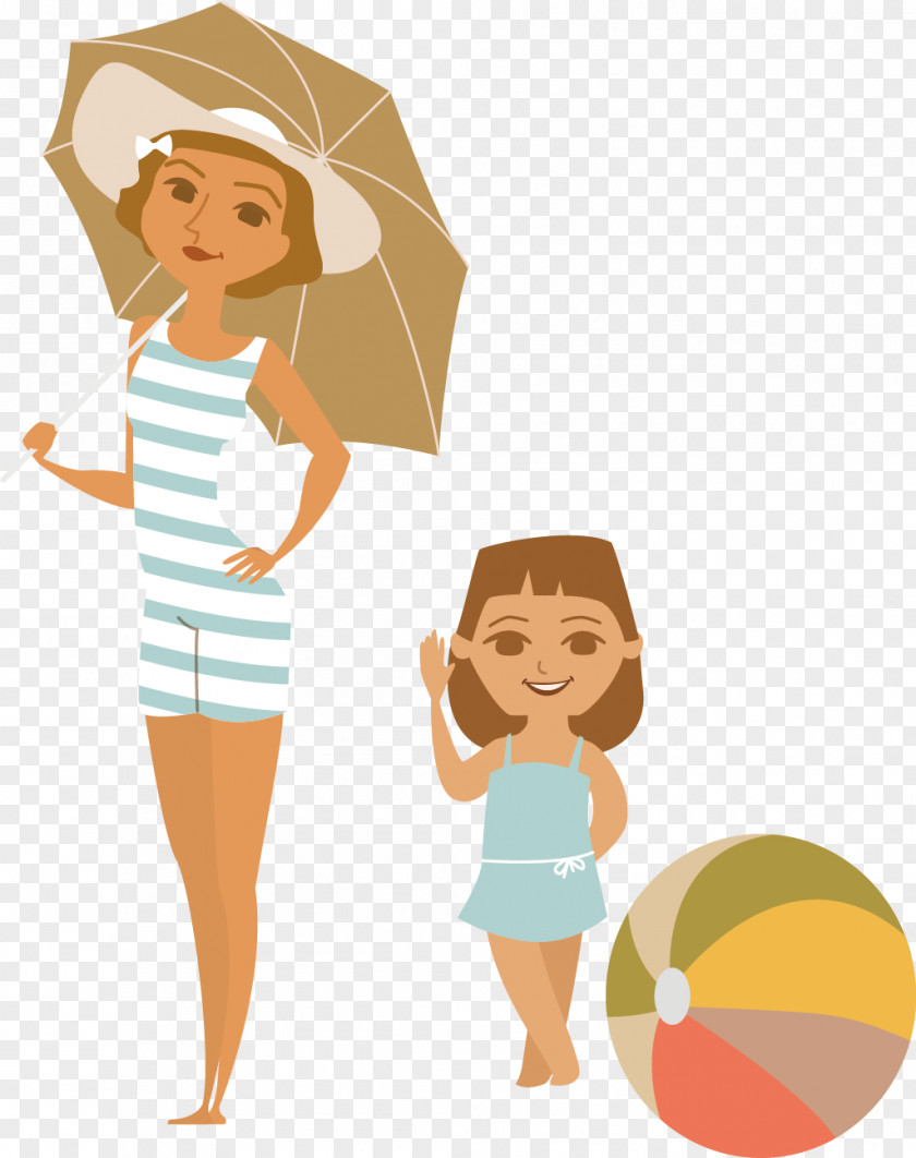 Parasol And Her Daughter Fashion Element Poster Clip Art PNG