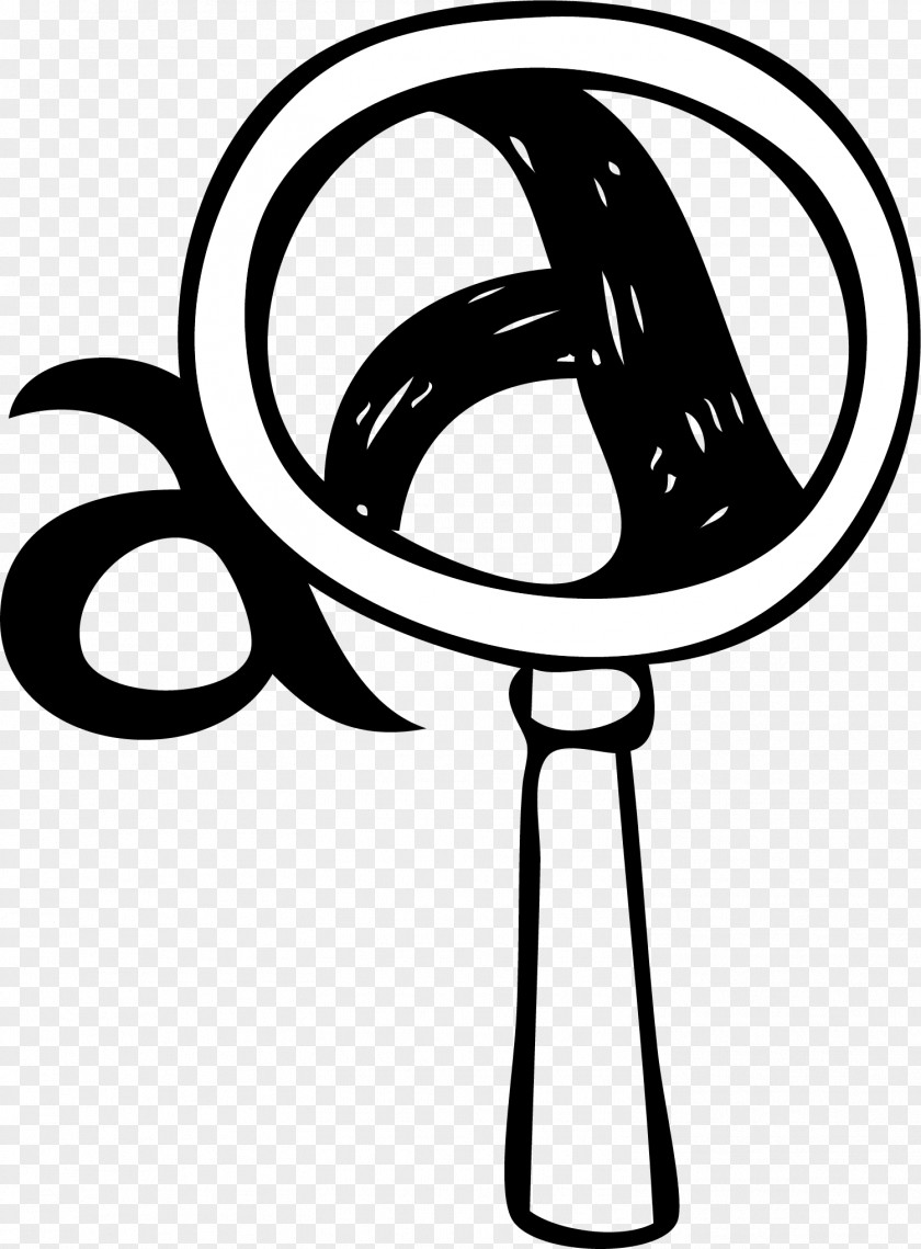 Hand Painted Black Magnifying Glass And White Logo Clip Art PNG