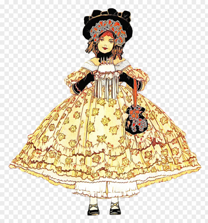 Costume Style Design Victorian Fashion Dress Clip Art Doll PNG