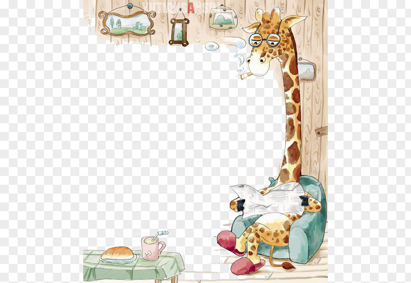 Mr. Giraffe Cartoon Illustration PNG