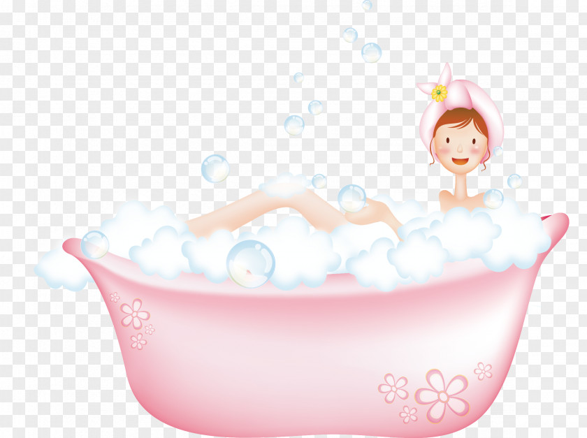 Bath Beauty Cartoon Vector Bathing PNG