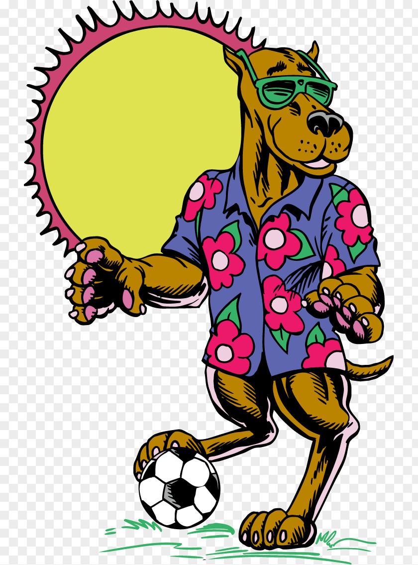 Rock Hound Dog Football Player Cartoon PNG